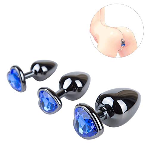 Romi 3 pcs Heart shaped Stainless Steel Anal Butt Plugs Anal Trainer Toys, Personal Massager for Unisex Masturbation (3 Different Sizes Plug)