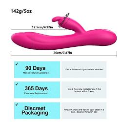 G Spot Rabbit Vibrator Waterproof Medical Silicone Rechargeable Massage Wand - Clit G Spot Stimulator Men Women Toy, Quiet Personal Adult Sex Toy (Pink)