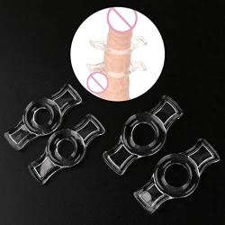 letongous 4Pcs Clock Ring for Sex Men Silicone, Transparent