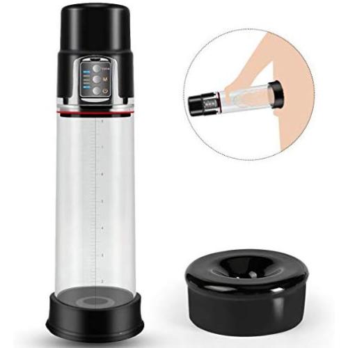 Rechargeable Automatic Penis Vacuum Pump with 4 Suction Intensities for Stronger Bigger Erections, PALOQUETH Electronic Male Enhancement Penis Growth Pump Sex Toys with Clear Cylinder for Easy Viewing