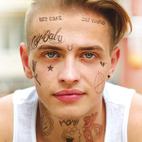 Lil Peep Face Tattoo Set | Temporary Tattoos | Halloween Costume | Skin Safe