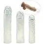 SHEQU Reusable Penis Sleeve Extender Clear Silicone Extension Sex Toy Cock Enlarger Condom Sheath Delay Ejaculation Toys for Men (3pcs Small, Medium and Large Included)