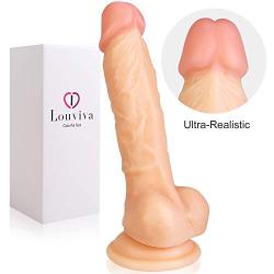 Louviva Sex Toy for Women Adults, 7 Inch Ultra-Soft Penis Suction Cup Realistic Dildo, Flesh