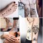 Yazhiji 36 Sheets Temporary Tattoos Stickers, 12 Sheets Fake Body Arm Chest Shoulder Tattoos for Men or Women with 24 Sheets Tiny Black