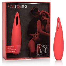 CalExotics Red Hot Spark - 10-Function Waterproof Vibrator – Rechargeable Silicone Compact Vibe – Adult Sex Massager for Couples - Red