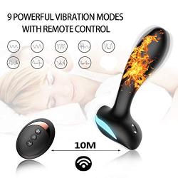 Prostate Massager Vibrator Anal Sex Toys for Men - Adorime Heating Wireless Remote Male Anal Butt Plug with 9 Vibration Modes G-spot Stimulator for Women and Couples