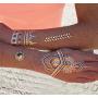 Metallic Temporary Tattoos for Women Teens Girls - 8 Sheets Gold Silver Temporary Tattoos Glitter Shimmer Designs Jewelry Tattoos - 100+ Color Flash Fake Waterproof Tattoo Stickers (Mustique)