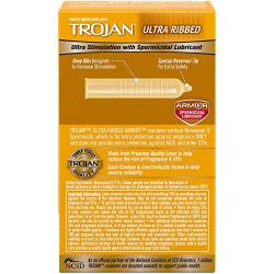 Trojan Stimulations Ultra Ribbed Spermicidal Condoms, 12ct