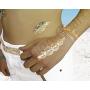 Metallic Temporary Tattoos for Women Teens Girls - 8 Sheets Gold Silver Temporary Tattoos Glitter Shimmer Designs Jewelry Tattoos - 100+ Color Flash Fake Waterproof Tattoo Stickers (Aruba)