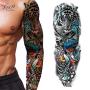 Full Arm Temporary Tattoo, 5 Sheets Temporary Tattoo Black tattoo Body Stickers for Man Women.