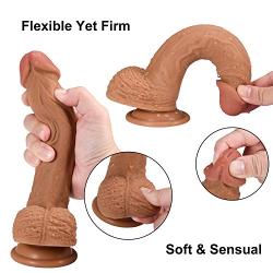 BlsesJoy 129-9 Inch Rea.listic Dî`ld.ɔs with Strong Suction Cup-Relaxation Massager Wand Toys-100% High-Quality Silicone Material (Flesh)