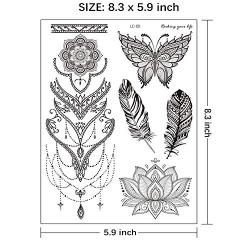 Temporary Tattoos Stickers, Ztent 9 Sheets Mandala Flower Body Art Stickers Waterproof Henna Black Art Tattoo Stickers For Adult Women Girls Body Art Arm