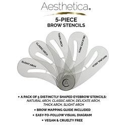 Aesthetica 5-Piece Brow Stencils - Easy to Use, Reusable Eyebrow Shaping & Defining Stencils - Instructions Included