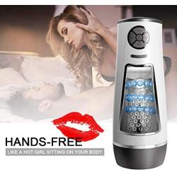 Male Masturbator, Fovel Hands-Free Sex Toy for Men Automatic Masturbation Cup with Vibrator, 10 Intensities & 2 Modes, 3D Realistic Vagina Powerful Thrusting Stroke Likelife Pussy Adult Rechargeable