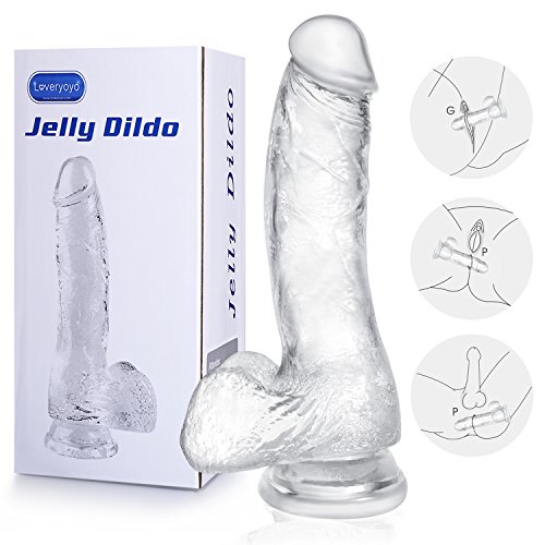 Realistic Dildo, Louviva 7 Inch Clear Jelly Dildo with Suction Cup for Women