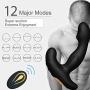 Male Prostate Anal Vibrators Unisex Massager with 12 Stimulation Patterns and 2 Powerful Motors, SXOVO Wireless Remote Vibrating G-spot Waterproof Smooth Silicone Sex Toy for Men, Women and Couples