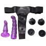 Strap on Dildo Double Dongs with Adjustable Harness G Spot Massager for Lesbian Female Sex Toy (Purple)