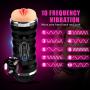 Male Masturbator Cup,Electric Vibrating Pocket Pussy Stroker with Voice, Powerful Vibration Masturbation with Realistic Tight Vagina,Oral Sex Toys for Man
