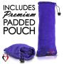 LeLuv Dildo T-Handle Glass Beaded Purple Wand Bundle with Premium Padded Pouch