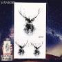 12 Pieces/Lot Black Elk Horn Little Waterproof Fake Tattoos Stickers For Men Women Arm Temporary Tatoos Moose Deer Hands Bear Fake Tattoo Paste Supplies 10x6cm