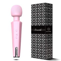 Grectek Wireless Full Body Wand Massager with Separate Electrical Motor,Handheld Waterproof Massager 20 Vibration Patterns,Therapeutic Powerful and Rechargeable for Stress Relief (Pink)