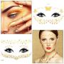 20 Pack Halloween Face Temporary Tattoo Sticker Face Gold Metallic Temporary Transfer Tattoo Freckle Sticker for Woman Girls Makeup Dancer Costume Parties