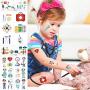 Konsait 200pcs Hospital Theme Temporary Tattoos, Ambulance Doctor Nurse Theme Fake Waterproof Tattoos for Kids Birthday Party Favor Boys Girls Cosplay Accessories School Education Theme Gift Reward