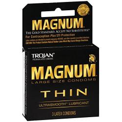 Trojan Magnum Thin Lubricated Condoms, 3 Count
