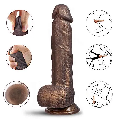 Realistic Brown Dildo with Suction Cup, Fovel Dual Density Liquid Silicone Adult Toys for G-Spot Anal 8.3 Inch Premium Penis Dong, Sex Toy for Female & Male Masturbation Realistic Brown Dildo with Suction Cup, Fovel Dual Density Liquid Silicone Adult Toys for G-Spot Anal 8.3 Inch Premium Penis Dong, Sex Toy for Female & Male Masturbation