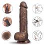 Realistic Brown Dildo with Suction Cup, Fovel Dual Density Liquid Silicone Adult Toys for G-Spot Anal 8.3 Inch Premium Penis Dong, Sex Toy for Female & Male Masturbation