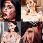 30 Different Pattern Halloween Zombie Scars Tattoos Stickers, Temporary Tattoos Paste with Fake Scab Blood Special Fx Costume Makeup Props,Fake Wounds for Halloween Cosplay