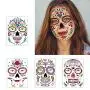 COKOHAPPY Halloween Temporary Face Tattoos Makeup Kit (13 Pack), Day of the Dead Sugar Skull Floral Black Skeleton Web Red Roses Full Face Mask Stickers Tattoo Families Party Supplies COKOHAPPY Halloween Temporary Face Tattoos Makeup Kit (13 Pack), Day of the Dead Sugar Skull Floral Black Skeleton Web Red Roses Full Face Mask Stickers Tattoo Families Party Supplies