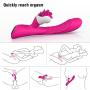 9+6 Mode 2 in 1 Dildo Vibrator for Women Adult Sex Product Massage Wand for G Spot Vaginal Stimulate Clitoris Erotic Licking Toy (Rose Red)