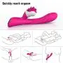 9+6 Mode 2 in 1 Dildo Vibrator for Women Adult Sex Product Massage Wand for G Spot Vaginal Stimulate Clitoris Erotic Licking Toy (Rose Red)