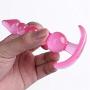 NWDoll Crystal Jellies - TPE Butt Plug Massagers - Ribbed Dildo/Anal Plug - for Beginners (Pink)