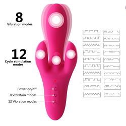 Fun-Mates Vibrating G Spot Clitoral Massager for Women and Couples Rechargeable Powerful Vibrating Rabbit Ear Female Masturbation with 4 Motors