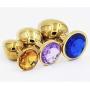 NewMaxer 3PCS Golden Stainless Steel Metal Anal Plug Diamonds Metal Plated Jeweled Sexy Anal Stopper