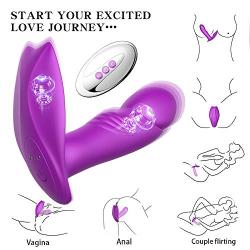 Wearable Vibrator G Spot Vagina Clitoris Stimulator Remote Control Vibrate Masturbation Dildo with 7 Pulsation Modes Waterproof Rechargeable Butterfly Vibrator Silicone Adult Sex Toys for Women Couple