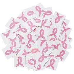 60 pcs Pink Ribbon Breast Cancer Awareness Glitter Tattoo Sticker Foundation/Event/Walk/Run