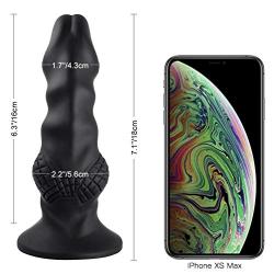 Liquid Silicone Dildo with Suction Cup for Hands-free Play,UTIMI Realistic Snake Head Dong Animal Dildo Black,1 Water-Based Lube,7.1 Inch