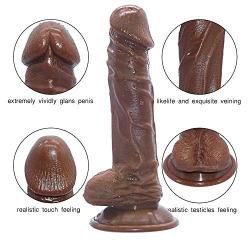 Asdfgh 8 inch Huge Dǒngs Huge On Flexible Medical-Grade Silicone Stick for Women Men Gay Flesh (Color : Brown)