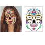 Day of the Dead Sugar Skull Temporary Face Tattoo Kit 4 Sheets Halloween Temporary Face Tattoos Sticker Decoration Halloween Masquerade Party Supplies