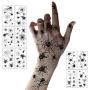 LessMo Halloween Spider Stickers, 10 Sheet Spider Web Tattoo Sticker, Face Arm Back Wrist Body Stickers, Waterproof, Temporary, for Adult Kids, Halloween Party, Costume Cosplay Accessories