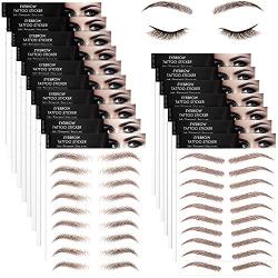 9 Sheets 4D Hair-Like Authentic Eyebrows Waterproof Eyebrow Tattoo Stickers Eyebrow Transfers Stickers Eyebrow Grooming Shaping Sticker for Women Girls Makeup Supplies, 9 Styles 90 Pairs (Light Brown)