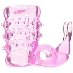 California Exotic Novelties Basic Essentials Stretchy Vibrating Bunny Enhancer, Pink