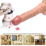 Realistic Dildo for Women with Flared Suction Cup Base Flexible Cock with Curved Shaft and Balls for Vaginal G-spot and Anal Play 10 Inch (Beige)