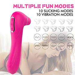 Clitoral Sucker G Spot Vibrator with 10 Sucking Intensities 10 Strong Vibration Modes, Loverbeby 2 in 1 Waterproof Rechargeable Clitoral Sucking Vibrator Sex Toy for Women and Couple