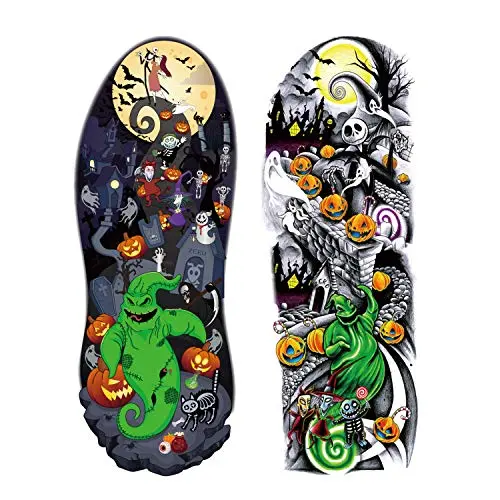 Konsait 12 Sheets Nightmare Before Christmas Large Full Arm Temporary Tattoos,Tumbler Tattoo, Temporary Sleeve Tattoos, Black Body Art Stickers Arm Tattoo For Kids Adults Halloween Party, Masquerade Konsait 12 Sheets Nightmare Before Christmas Large Full Arm Temporary Tattoos,Tumbler Tattoo, Temporary Sleeve Tattoos, Black Body Art Stickers Arm Tattoo For Kids Adults Halloween Party, Masquerade