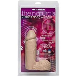 Doc Johnson The Naturals - 7 Inch Thick Dong with Balls -Made of Body-Safe PVC - Proudly Made In America - Dildo - White