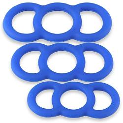 LeLuv Cock Rings EYRO Slippery Blue Silicone Erectile Dysfunction .75 Inch Through 9 Inch Unstretched Diameter 3 Pack Sampler